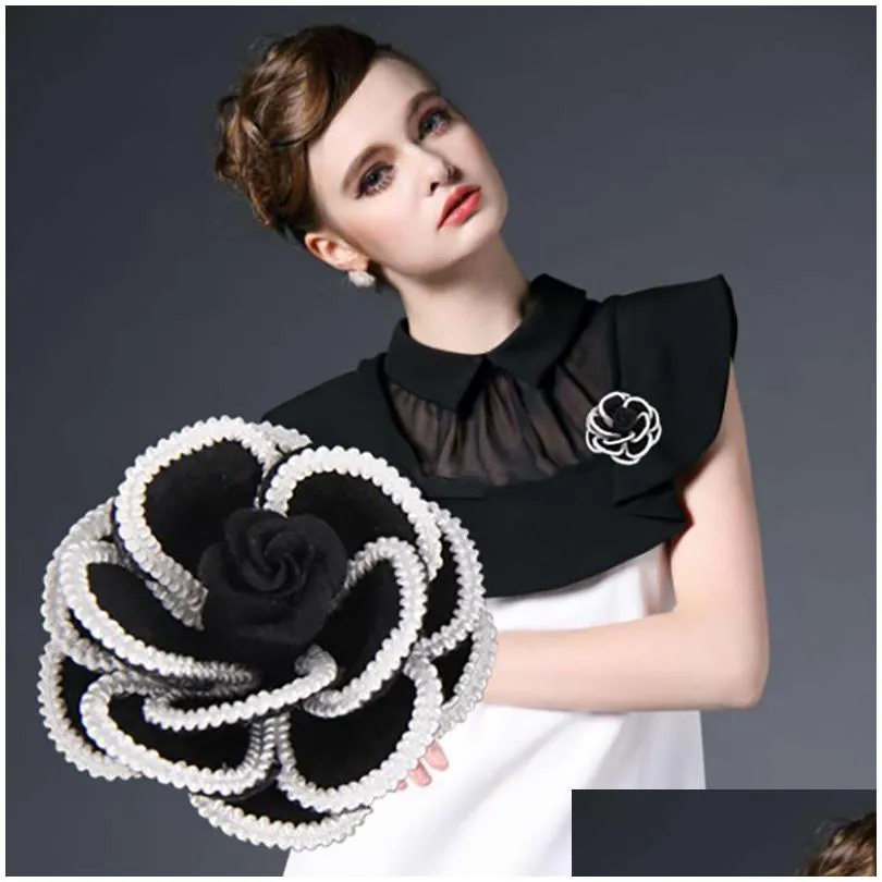 pins brooches simple borders classic colorful fabric camellia flower brooch women cloth art corsage jewelry pin shawl shirt collar