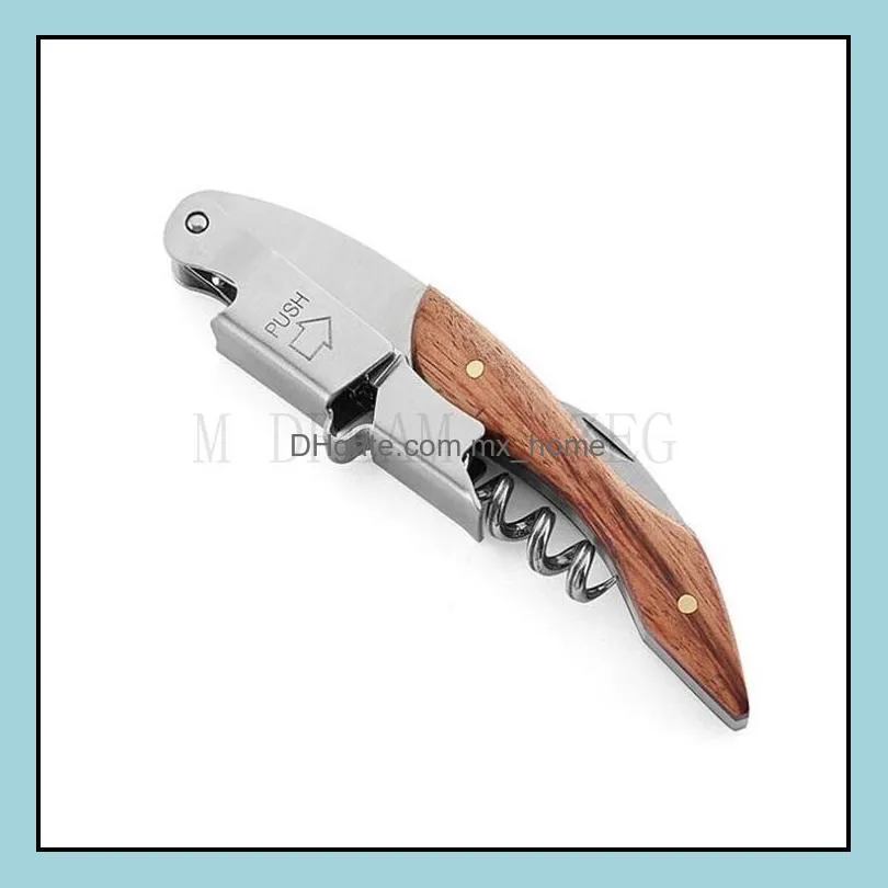 wood handle professional wine opener multifunction portable screw corkscrew wine bottle opener cook tools waiters corkscrew