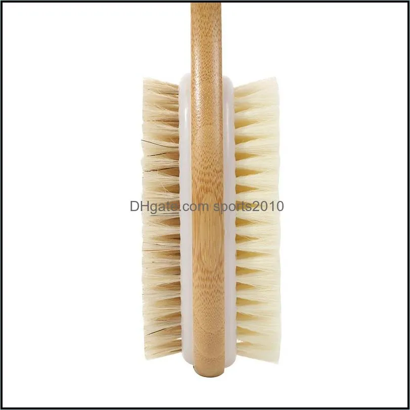 bath brushes with soft and stiff bristles exfoliating skin shower brush specially long wooden handle bath tool