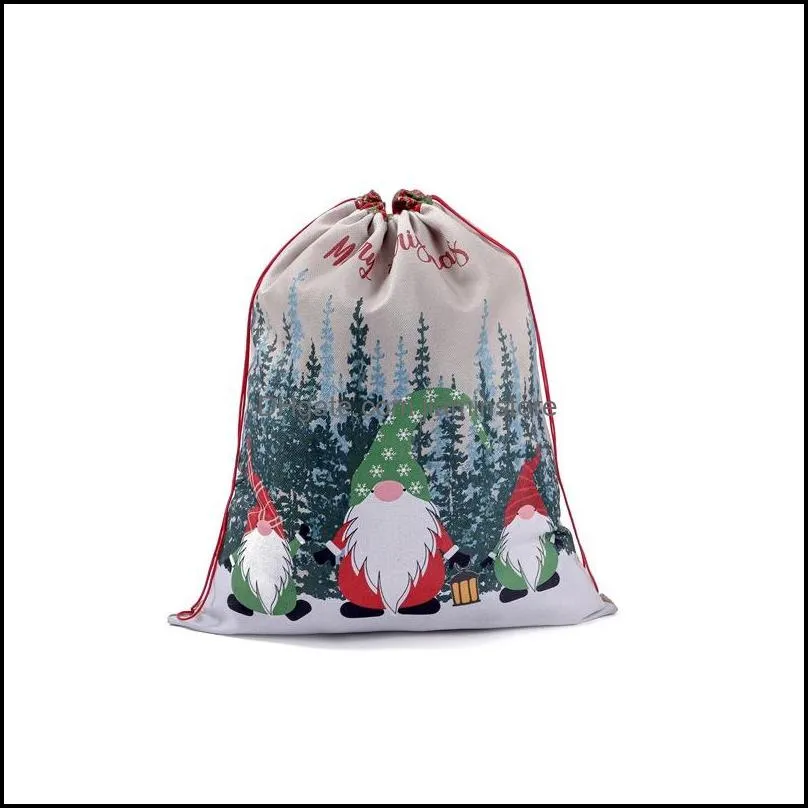 bag size merry christmas drawstring bag cartoon stanta print children candy gift bags home decor
