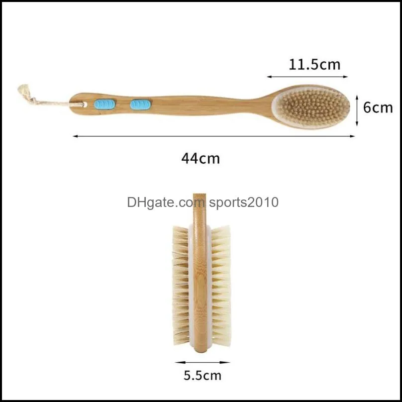 bath brushes with soft and stiff bristles exfoliating skin shower brush specially long wooden handle bath tool