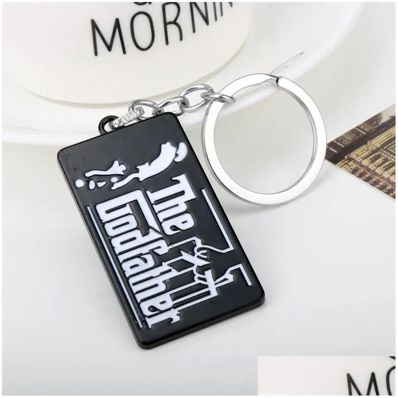 the godfather tag pendant keychain charm jewelry metal keyring key holder for fathers day gift souvenir trinket