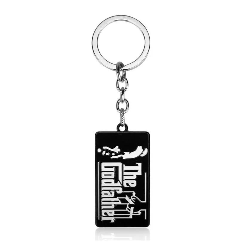 the godfather tag pendant keychain charm jewelry metal keyring key holder for fathers day gift souvenir trinket