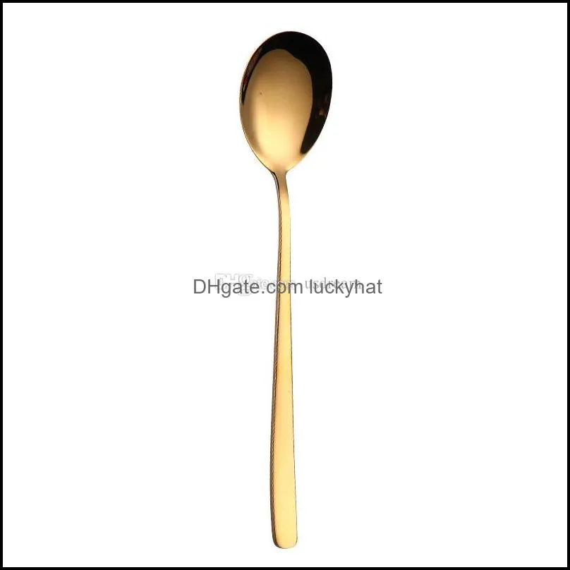 304 stainless steel spoon fork gold rainbow stirring scoops mug ice scoop dessert ladle spoon home kitchen dining flatware