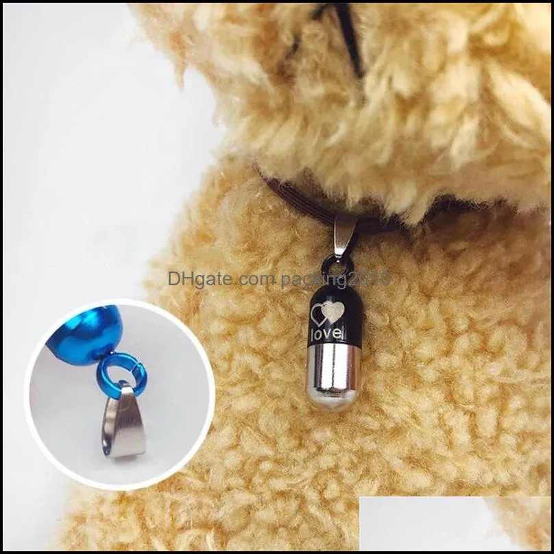 antilost pet identity card tube dog cat id tags address label storage capsule with love letter pattern