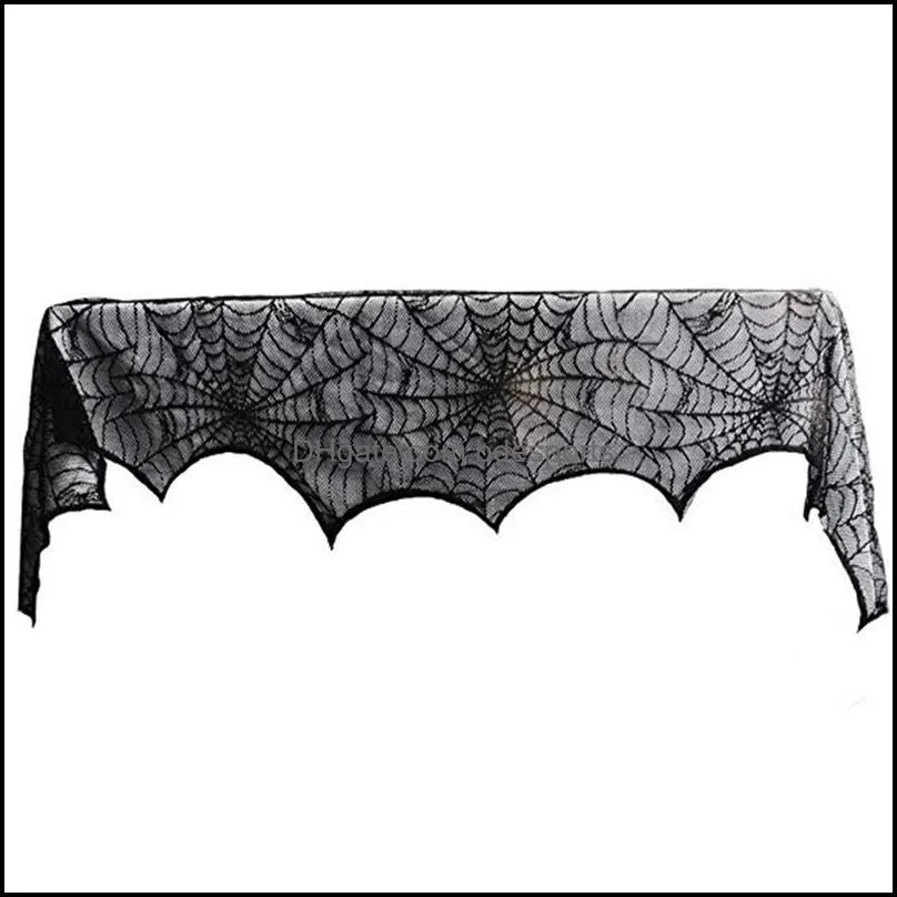 celebrate halloween black lace spider web tablecloth oblong table cloth table cover table decor party decoration fireplace cover 96inch 3200