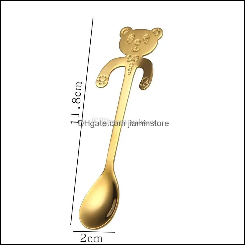 cartoon bear handle spoon stainless steel hanging coffee mixing spoons home kitchen dining flatware