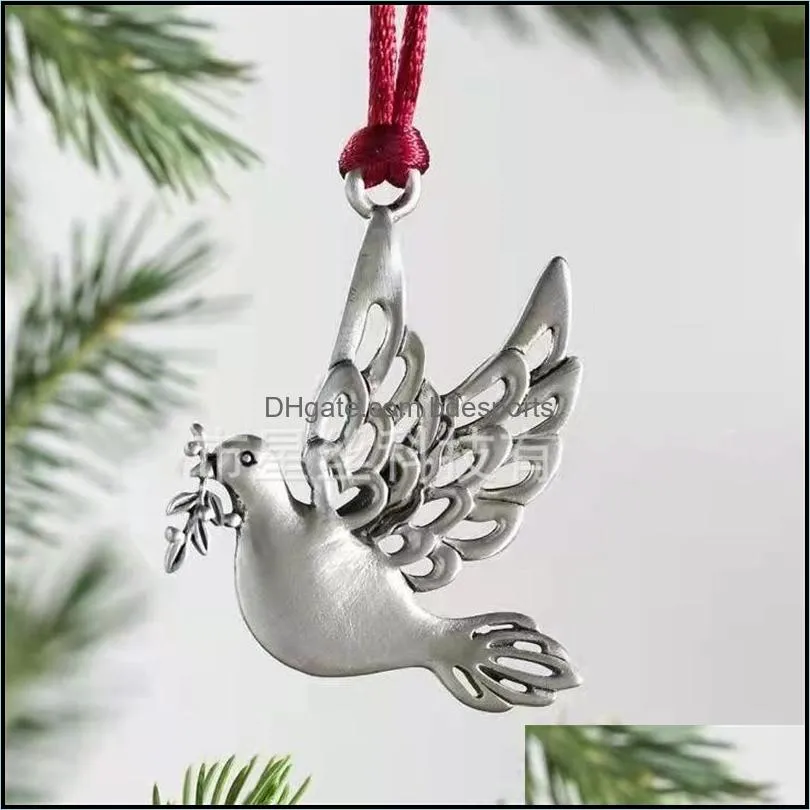 christmas tree ornaments plated silver metal pendant snow christmas trees bird bear animal pendants home decor luxury gifts 3 6xs d3