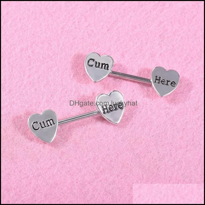 sexy letter heart nipple ring stainless steel tongue rings bar body piercing jewelry for women gift