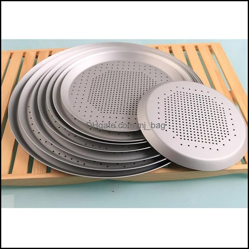 pizza pan plate round baking pans punching holes anodizing aluminium kitchen baking tray