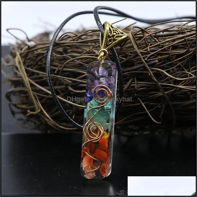 yoga 7 chakra orgone energy healing pendant necklace natural stone necklaces for women fashion jewelry