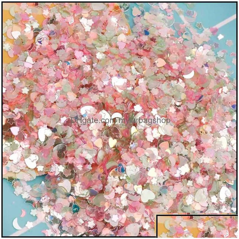 party decoration 15g/bag pink series shining sequins heart star moon shapes brilliant glitter pvc wedding birthday balloo mylarbagshop