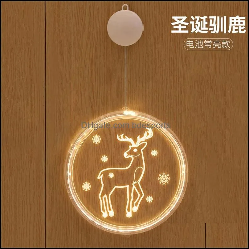 16cm christmas led lights decoration for homes christmas tree santa claus snowflake elk bell pattern wall decor festival decorations 25jq