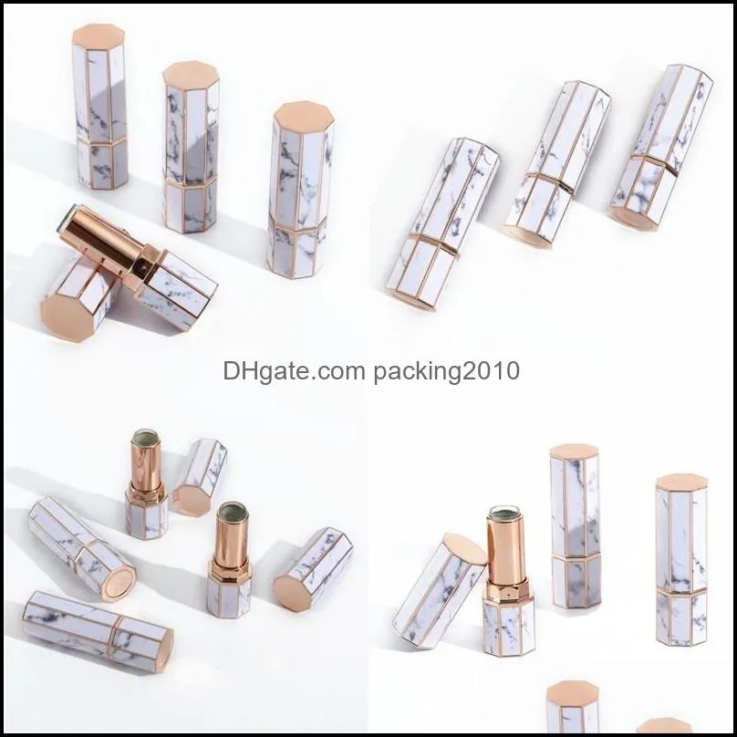 octahedron marbling lipgloss tube plastic printing empty clear lip glosses container lipstick lip glaze organizer 3 8ml