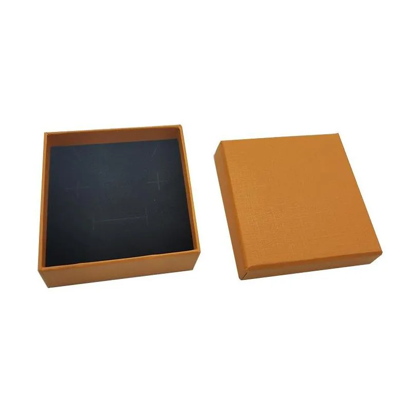 orange brand gift packaging boxes for necklace earrings ring paper card retail packing box for fashion jewelry accessories 9x9x3.5cm