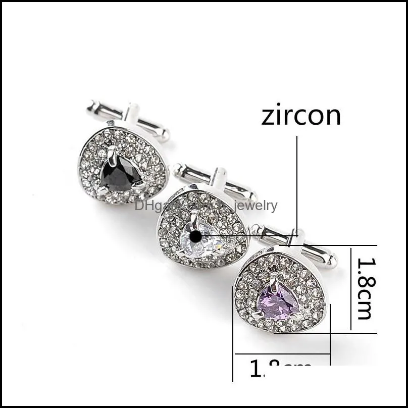 formal business shirt zircon diamond cuff links fashion wedding party cufflinks button jewelry