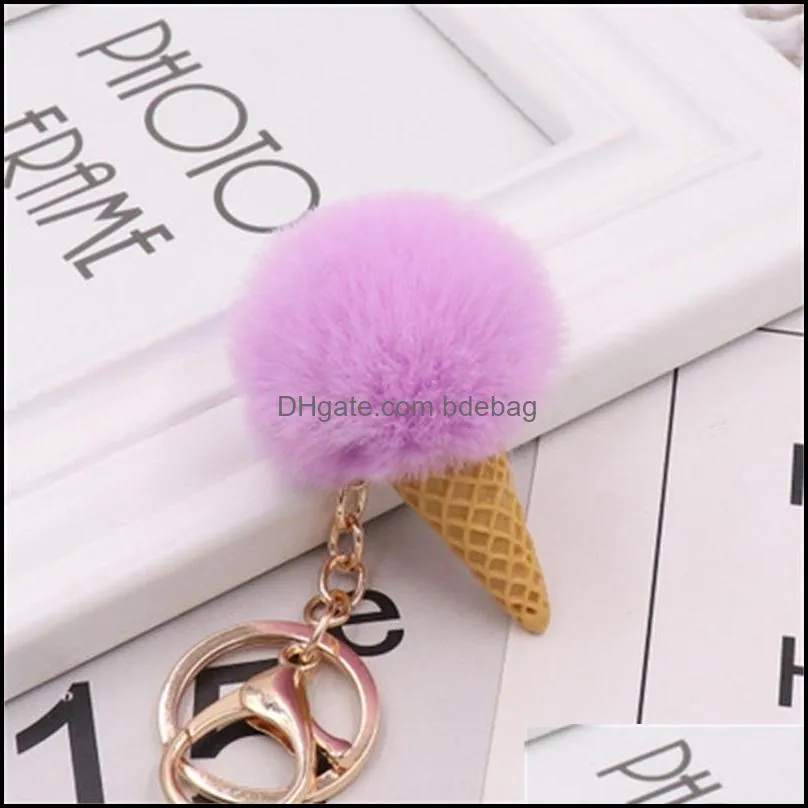 plush ice cream key ring soft ball keychains keys holder luggage bags pendant gift toys birthday party supply 1 8tz h1