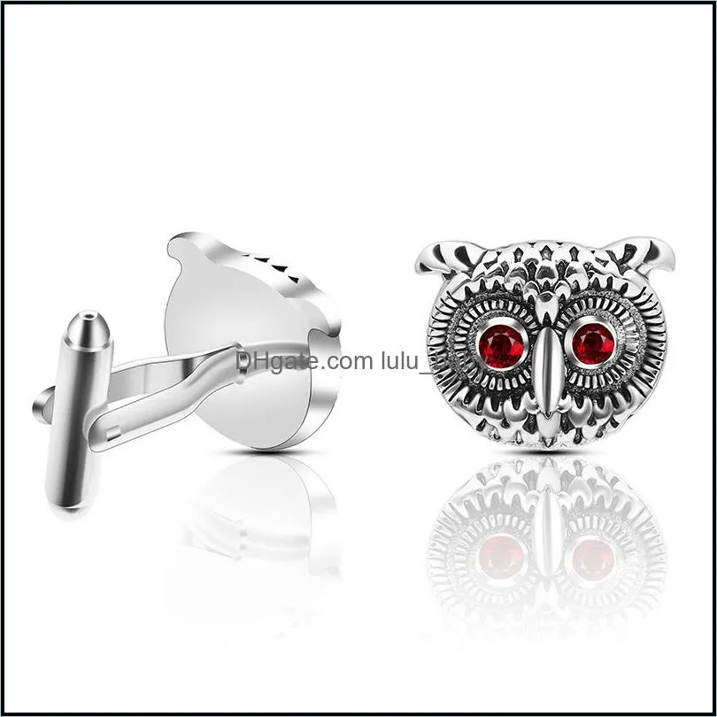 ancient silver owl cufflinks copper business suit shirt cuff links button dress for women men fashion jewelry 