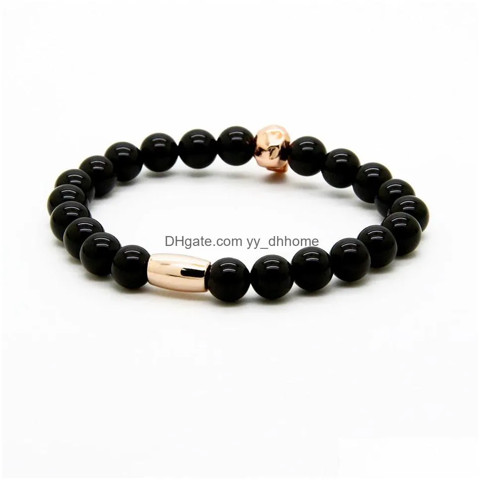 fashion jewelry wholesale micro pave black cz faceted mix colour skull with 8mm a grade black onyx stone beads tube mens bracelets