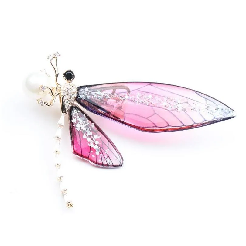 pins brooches exquisite simple gradient color transparent insect dragonfly brooch fashion ladies dress western accessories