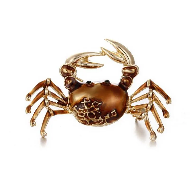pins brooches exquisite gold metal enamel crab charm pin brooch fashion badge ornament jewelry accessories