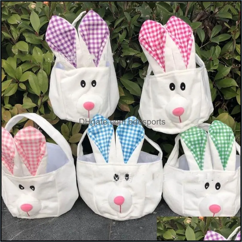 hot easter storage basket hand basket long ears plush easter rabbit decorated small round basket holiday series t2d5017 270 g2