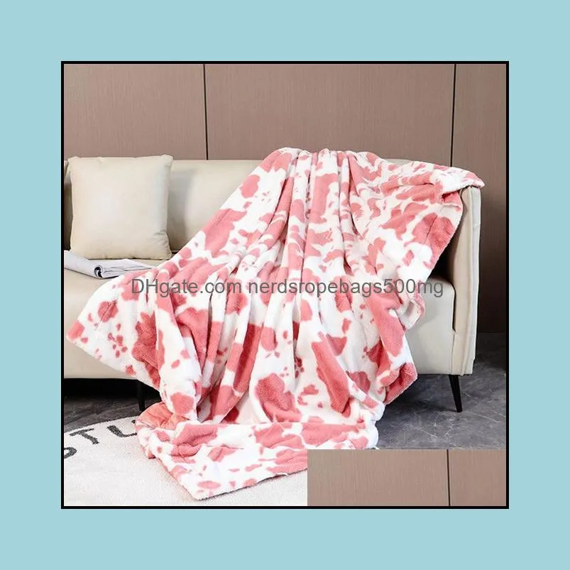 classic cow pattern blankets comfortable rabbit hair heart pattern blanket creative sofa double sided warm quilt 130x160