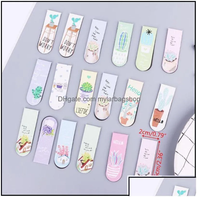 bookmark desk accessories office school supplies business industrial 6pcs/set  cactus magnetic bookmarks book marker page clip drop