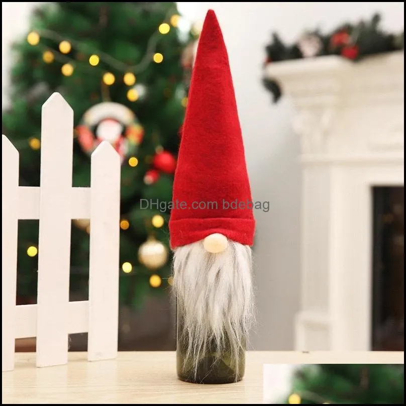 christmas faceless old man doll wine bottle cover party decorative supplies champagne cloth ornaments bats gift bags cartoon 1 75sy y2