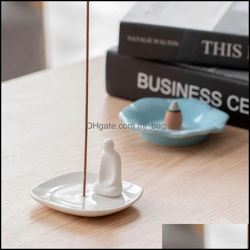 ceramic incense burner square incense holder lamp shopping mall minimalist corner line incenses base decoration 8x8x1cm