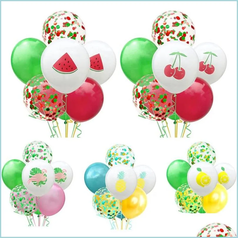 party decoration balloon hawaii theme watermelon fruits pattern balloons latex lemon pineapple cherry patterns airballoon selling 6