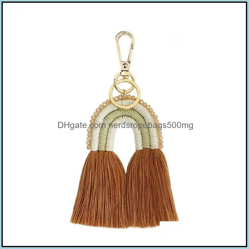 rainbow pendant key chain party favor arts and crafts tassels bag key ring fashion colorful bags decoration