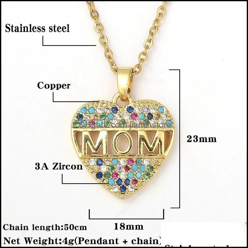 ziron diamond heart pendant necklace stainless steel chains mom necklaces mother gift