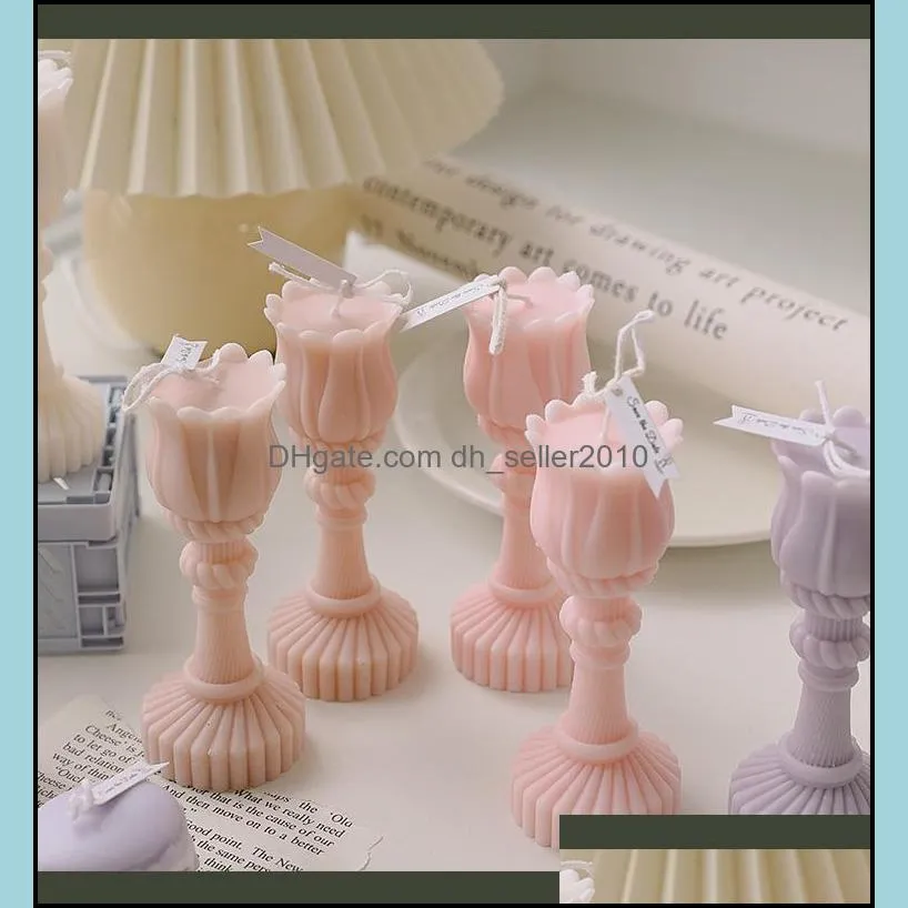 ins tulip candlestick scented candles for home wedding party decor photo props creative gifts