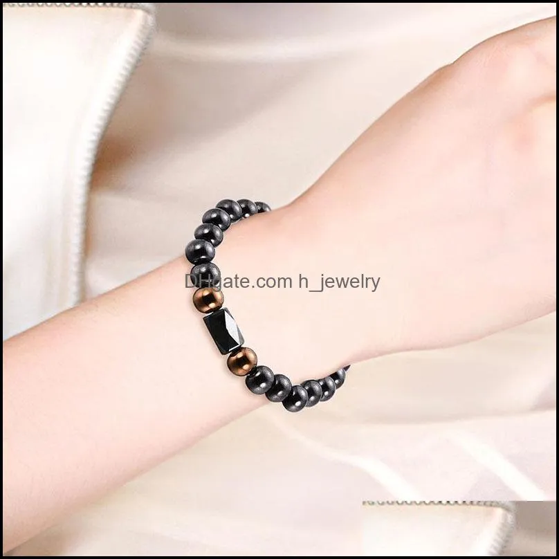 black magnetic hematite strand bracelet therapy healthy beaded bracelets women bangles cuff fashion jewelry