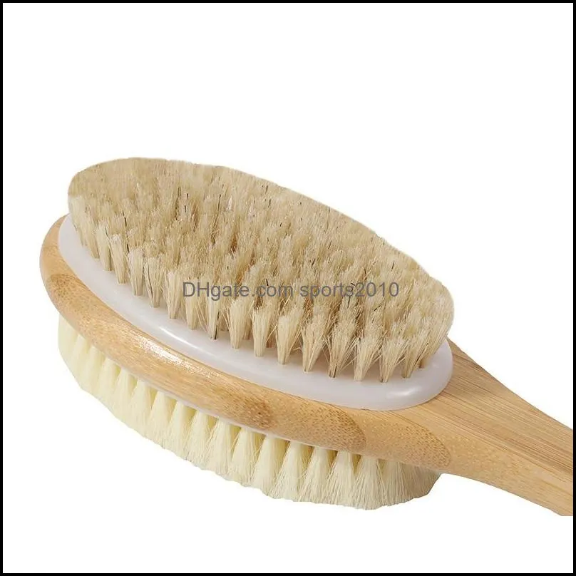 bath brushes with soft and stiff bristles exfoliating skin shower brush specially long wooden handle bath tool