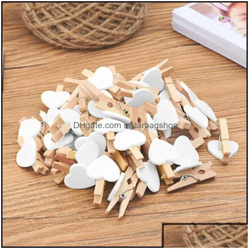 party decoration sale 50pcs/pack mini heart love wooden clothes po paper peg pin clothespin craft postcard clips home we mylarbagshop