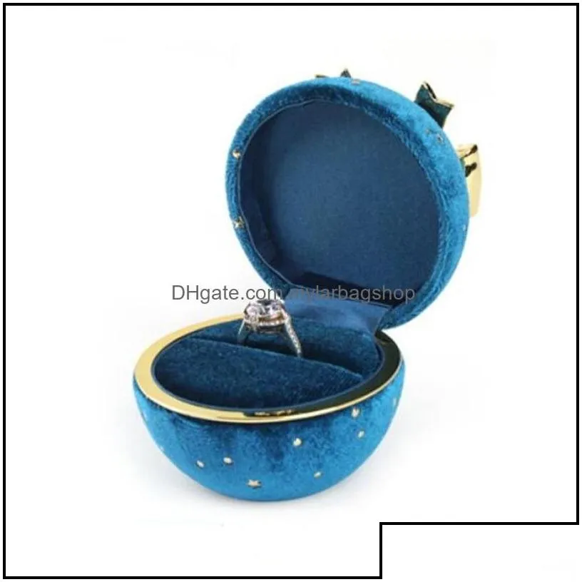 gift wrap gift wrap 1pcs green /blue color ring /pendant storage boxes round star corduroy jewelry box bow ornament high mylarbagshop