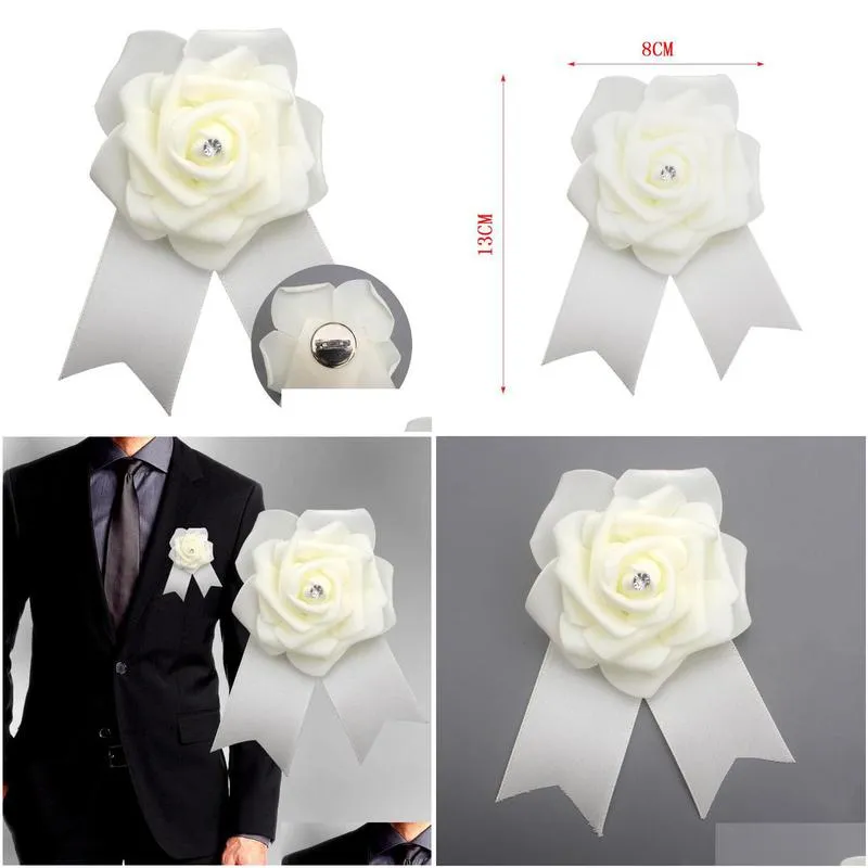 pins brooches 5pcs unisex artificial flower brooch pin corsage wedding party suit accessory