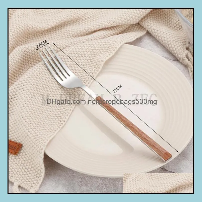 stainless steel cutlery set with abs handle creative imitation wooden handle western flatware sets spoon knife fork tableware