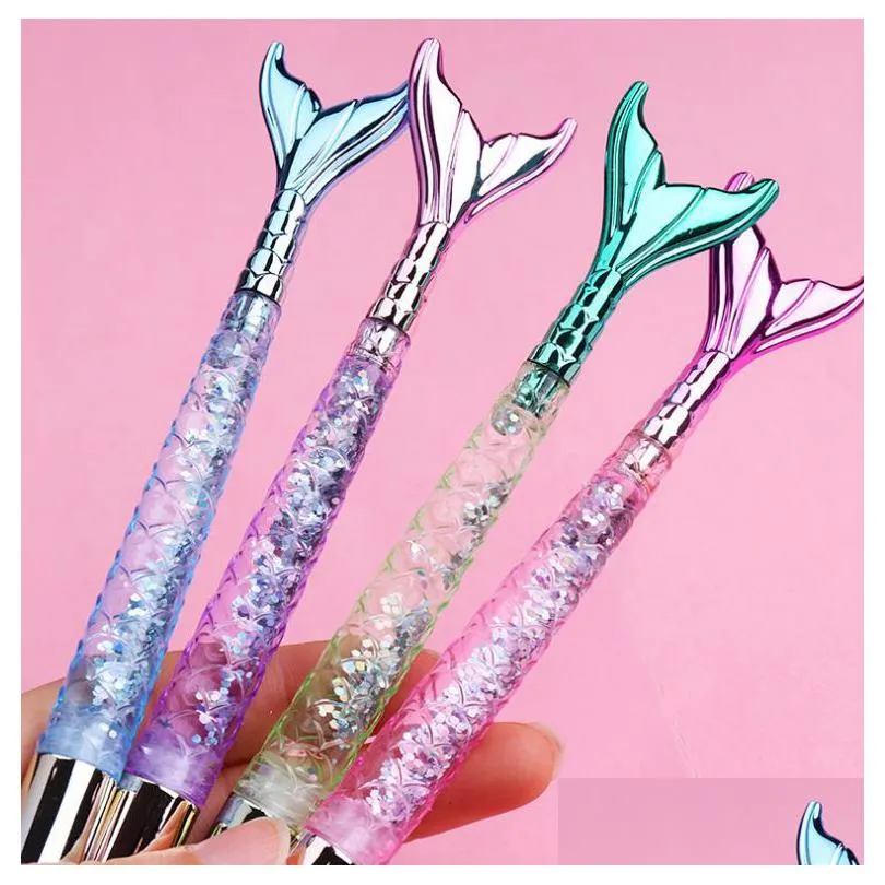 mermaid gel pen gift stationery cartoon fish rollerball pens school office business writing supplies students prize black ink