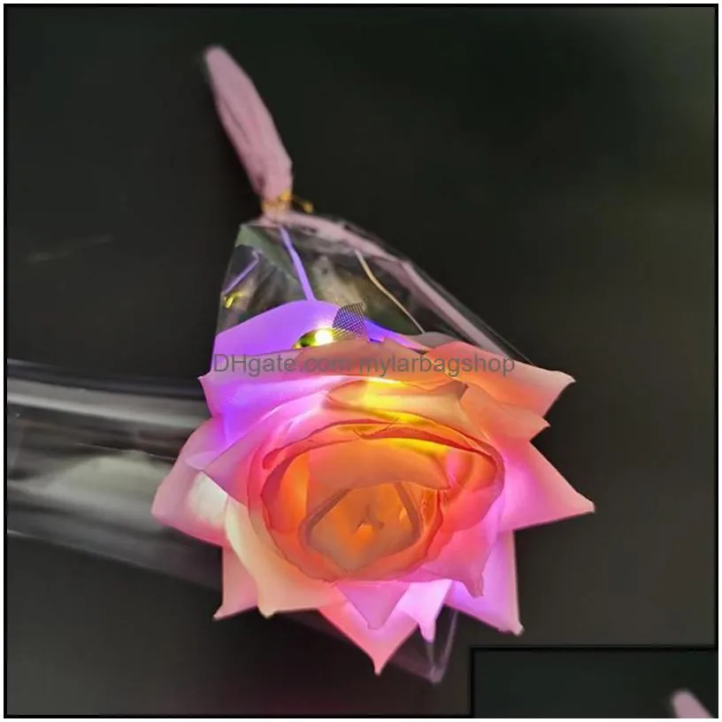 decorative flowers wreaths decorative flowers wreaths 1pcs colorf luminous rose artificial light flower unique gifts home living r