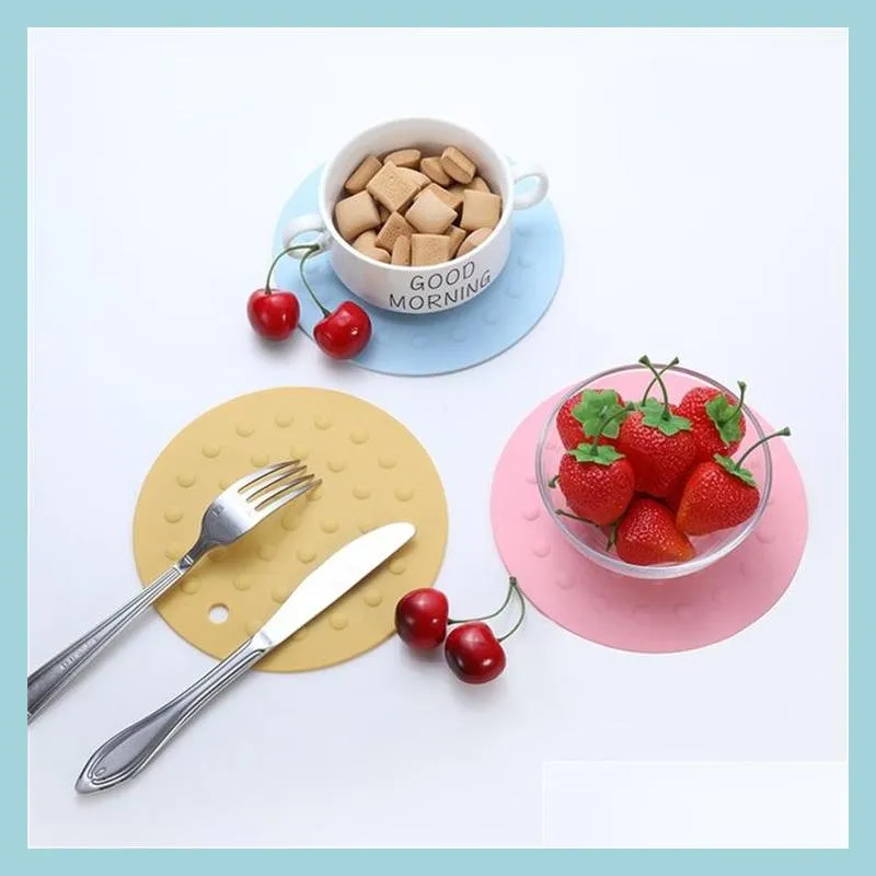 nordic style silicone coasters non slip cup mat with hole round table mat heat insulation pot pad table decoration