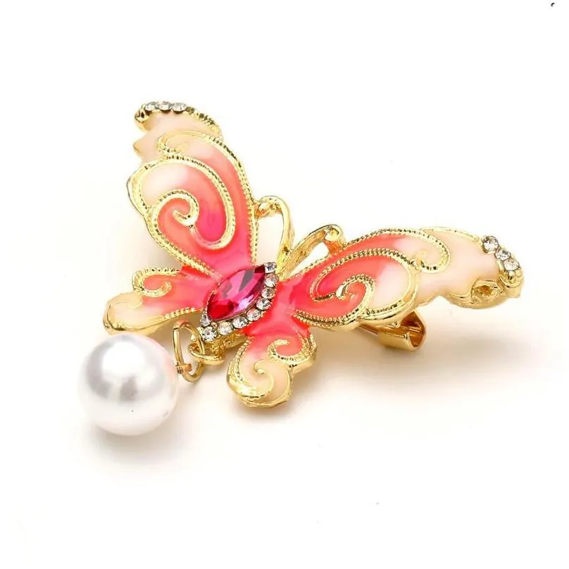 pins brooches enamel rhinestone large butterfly for women elegant colorful insect pins vintage fashion beautiful good gift