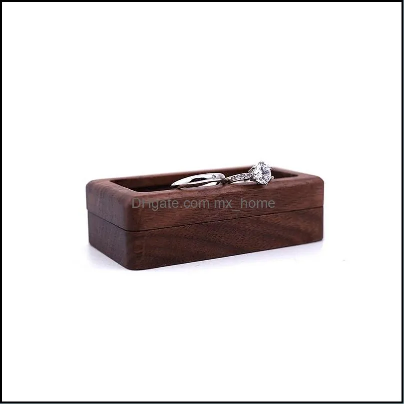 wooden jewelry boxes gift wrap creative couple ring box portable transparent window necklace earring storage wedding supplies