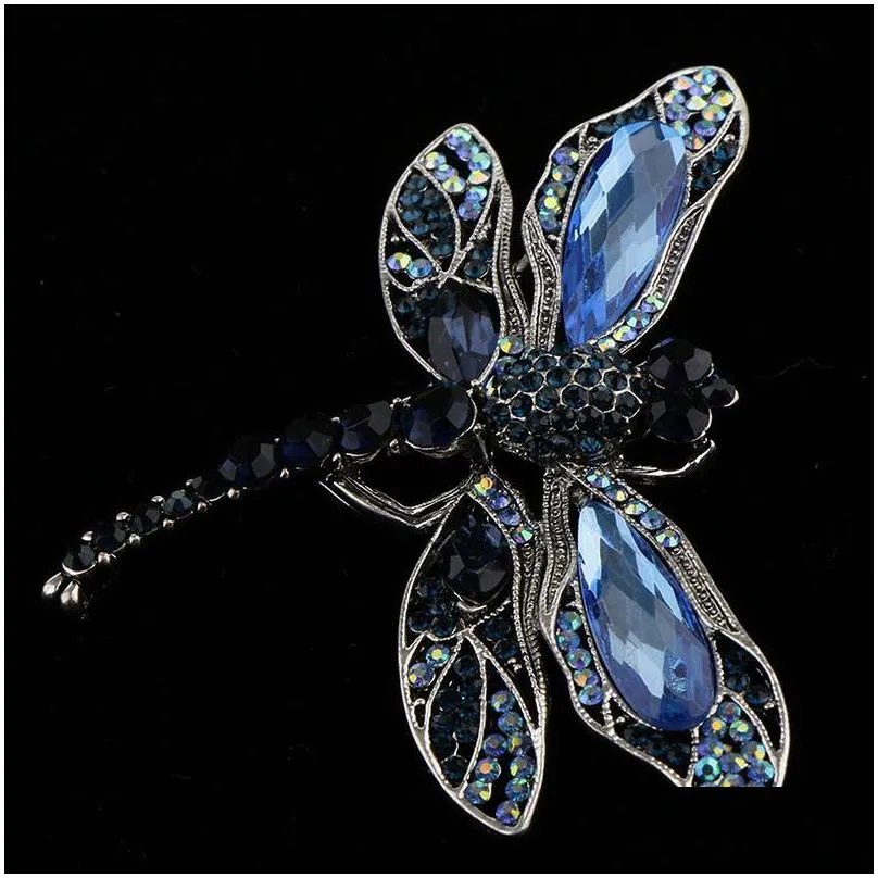 pins brooches blue crystal vintage dragonfly for women high grade fashion insect brooch pins coat accessories animal jewelry gifts