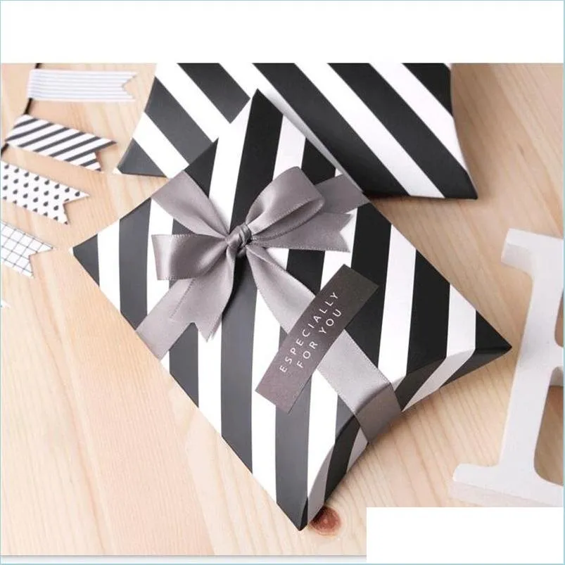 gift boxes wrap black stripe small package creative idea candy container high grade packing pillow carton factory direct selling 0 42hj