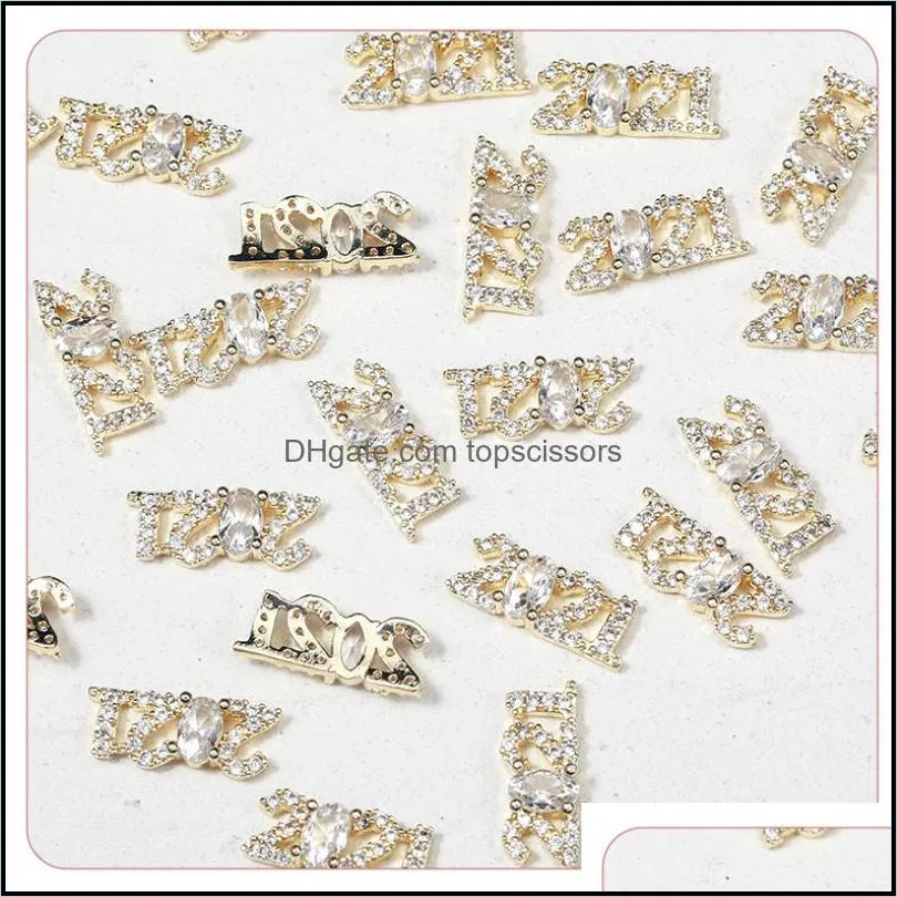 cubic zirconia 3d 2021 nail art stickers gold plated alloy nail art sequins with cz rhinestones