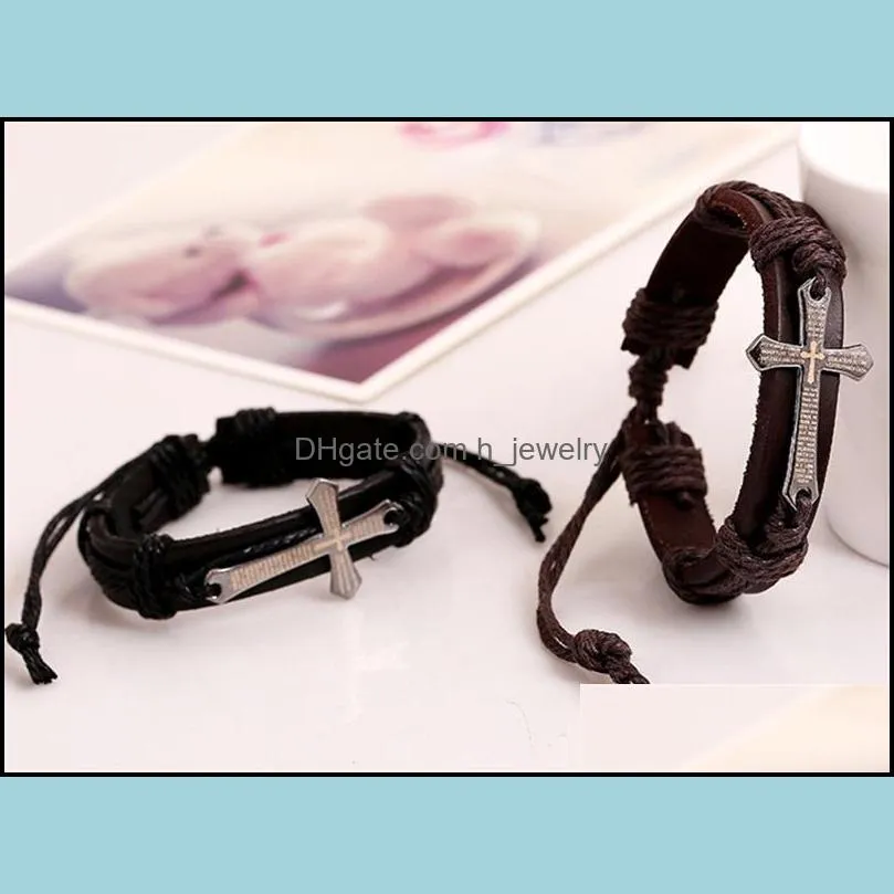 christian scripture cross bracelets genuine leather wristband bible fashion jewelry for men women