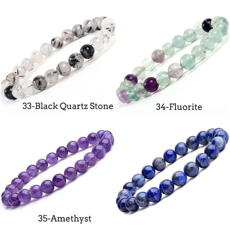 natural strands gemstone healing crystal round beads bracelets agate amethyst watermelon rose quartz morgan stone malachite tiger eye fashion bracelet